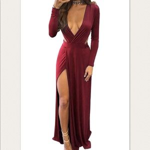 Long Sleeve Red Maxi Dress